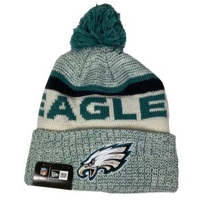 NFL New Era Philadelphia Eagles Winter Hat Pom Beanie Green White
